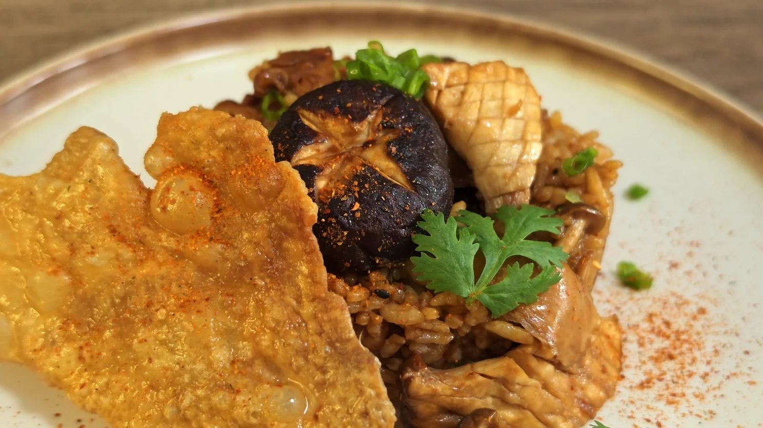 Crispy Chicken & Trio Mushroom Rice Bowl (Air Fryer)