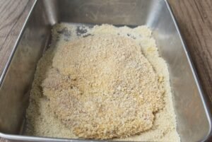Chicken thigh coated in panko breadcrumbs